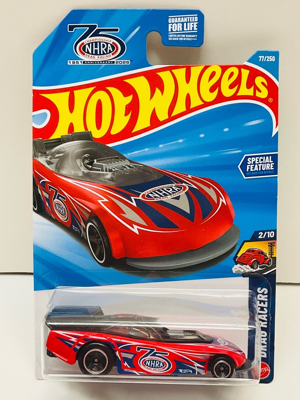 🌼4/$10🌼 NEW HOT WHEELS Supercharged NHRA Red Drag Racer Toy Car 77/250